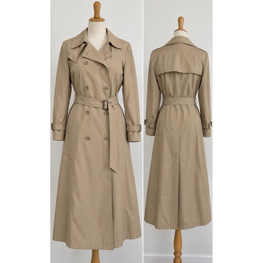 Vintage London Fog Maincoats Trench Coat Women’s Size 12 Beige Tan Belted USA